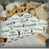 12 labels in white enamel for your wine cellar in its linen bag