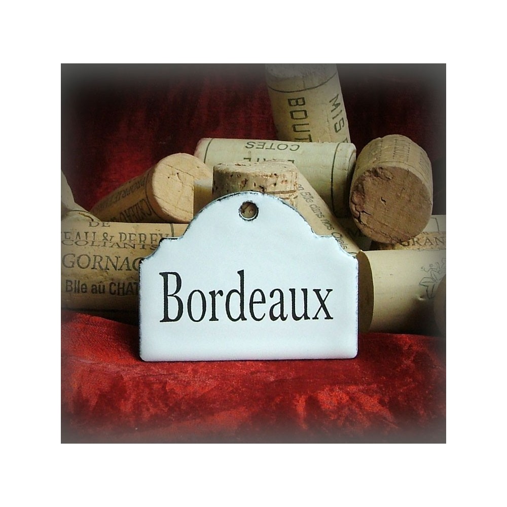 Petite Etiquette en émail blanc pour la cave : Bordeaux