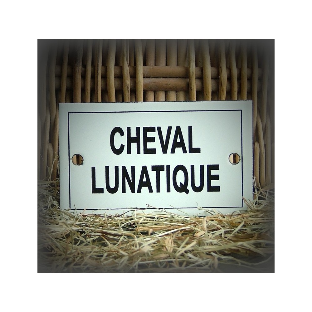 Plaque émaillée 10x6cm "Cheval Lunatique"