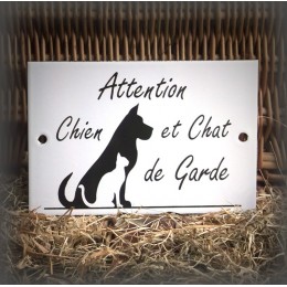 Enamel plate "Attention Chien et Chat de garde"