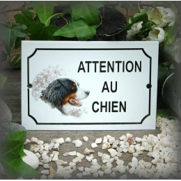 Plaque émaillée "Attention je monte la garde" décor Bouvier