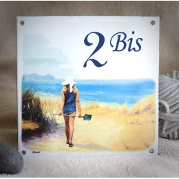 Street Number enamelled stroll decoration 6x6in