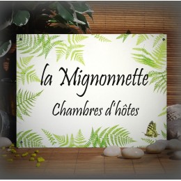 Plaque de maison décor fougère 