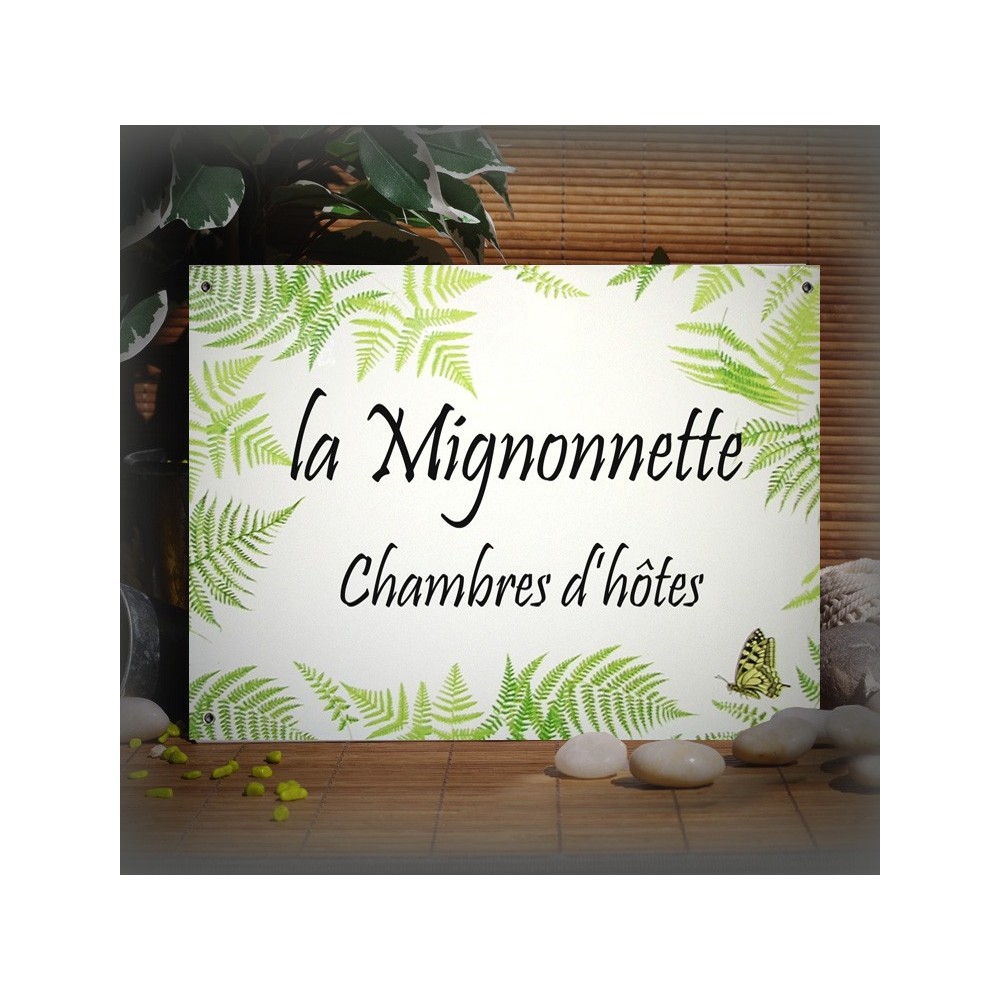 Plaque de maison décor fougère 