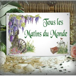 Plaque de Maison décor Cottage en émail avec votre texte personnalisé