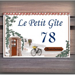 Une invitation chaleureuse : plaque "Bienvenue" avec décor bucolique pour votre demeure.