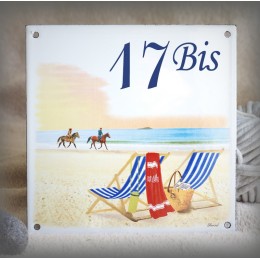 Street Number enamelled deckchair decoration 6x6in