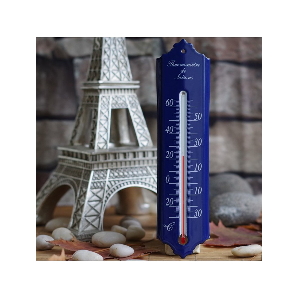 Thermomètre émail bleu 24cm