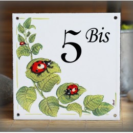 Street Number enamelled geranium decoration 6x6in