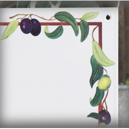 Plaque maison émail blanc décor olives