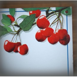 Numéro de rue émaillé décor cerises 15x15cm