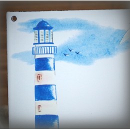 Street Number enamelled Blue Lighthouse decoration 6x6in