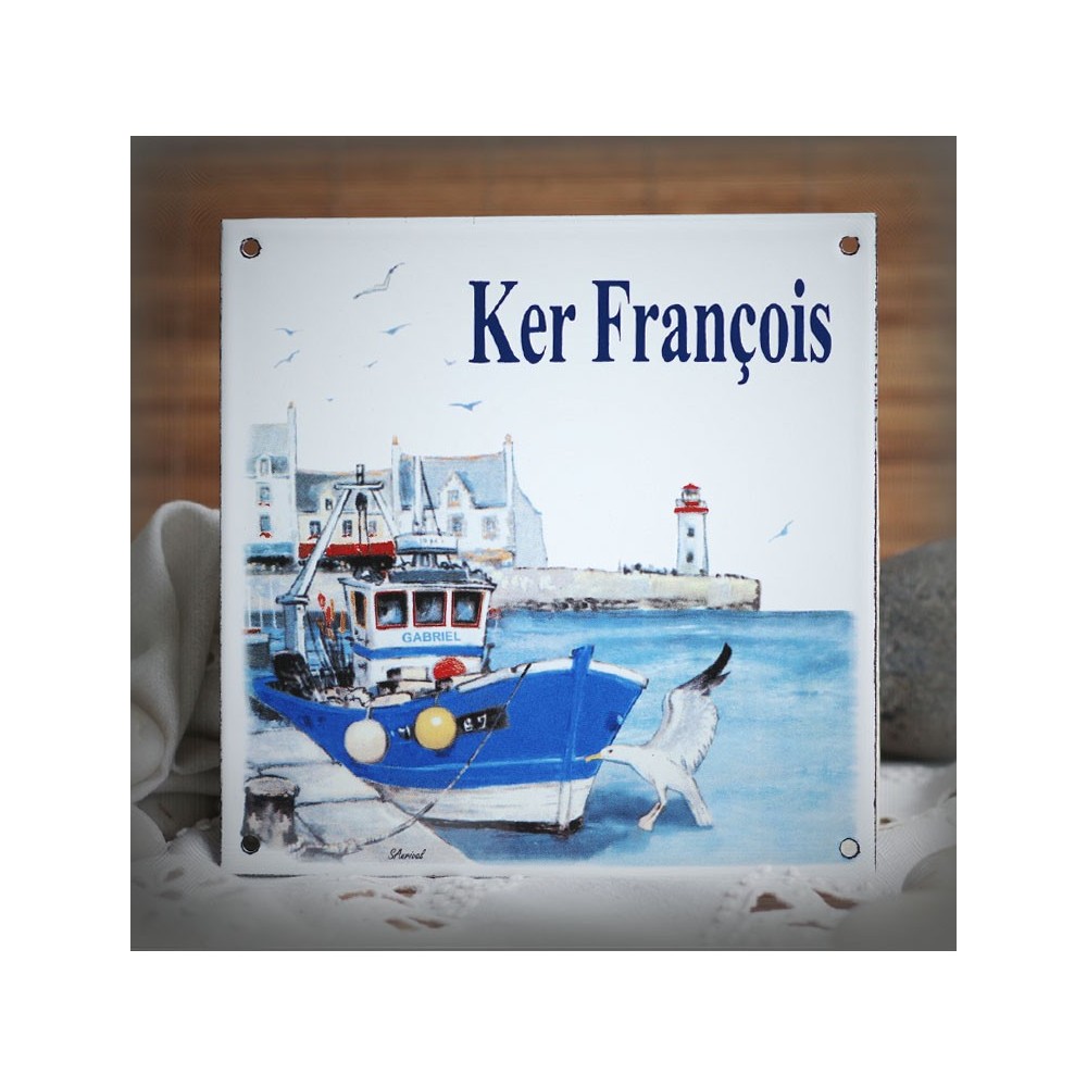 Home plate enamelled harbour decoration 6x6in