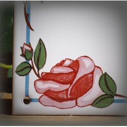 Plaque de Maison émaillé décor Roses 13,5x20cm