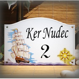 home sign enamelled Ship decor 5,2x8in