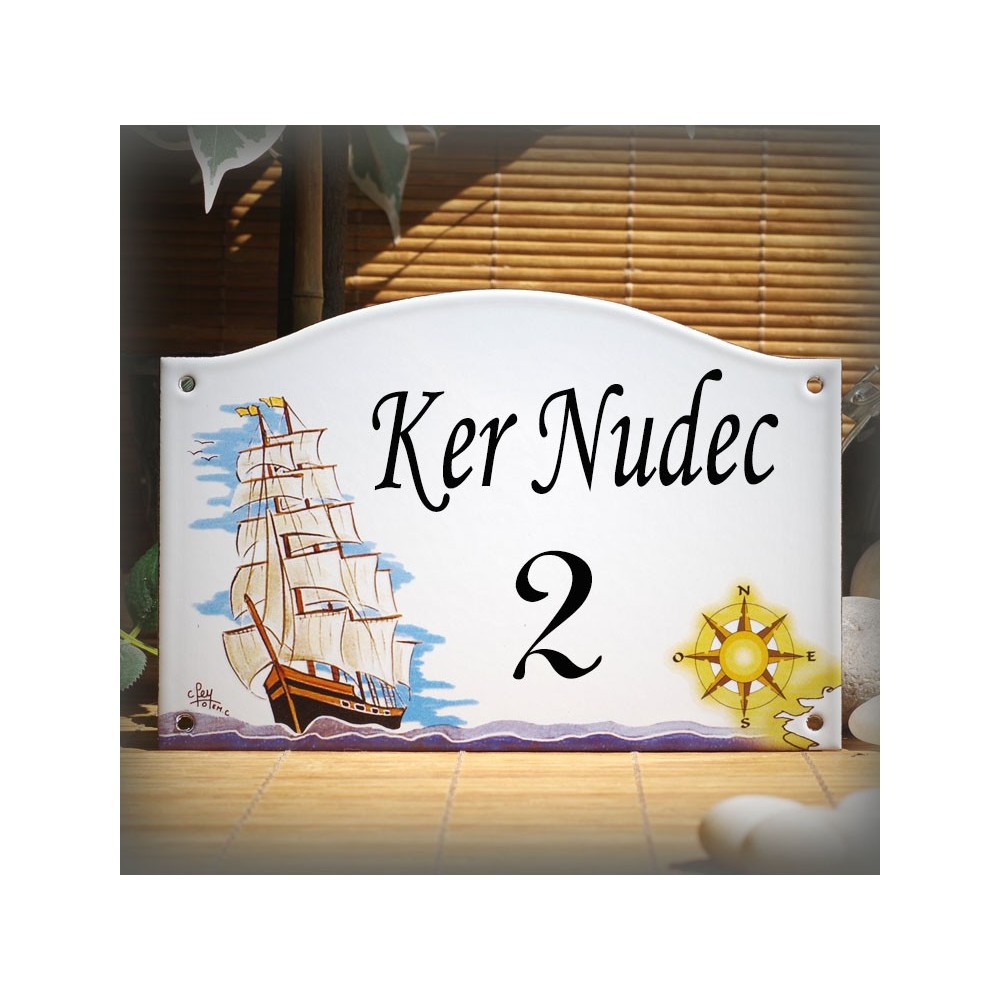 home sign enamelled Ship decor 5,2x8in
