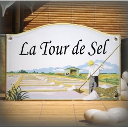 home sign enamelled Salt worker decor 5,2x8in