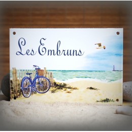 House name plate enamelled Dunes and bike decoration