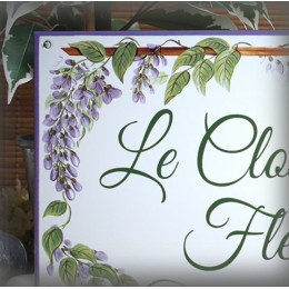 Big Enamel house plate  wisteria  décor with your text customized
