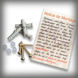 Kit 4 vis laiton, rondelles, chevilles et notice de montage