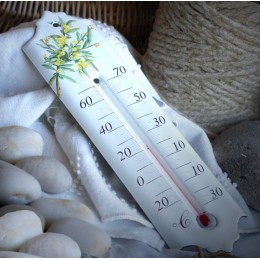 Thermomètre émaillé décor Myosotis
