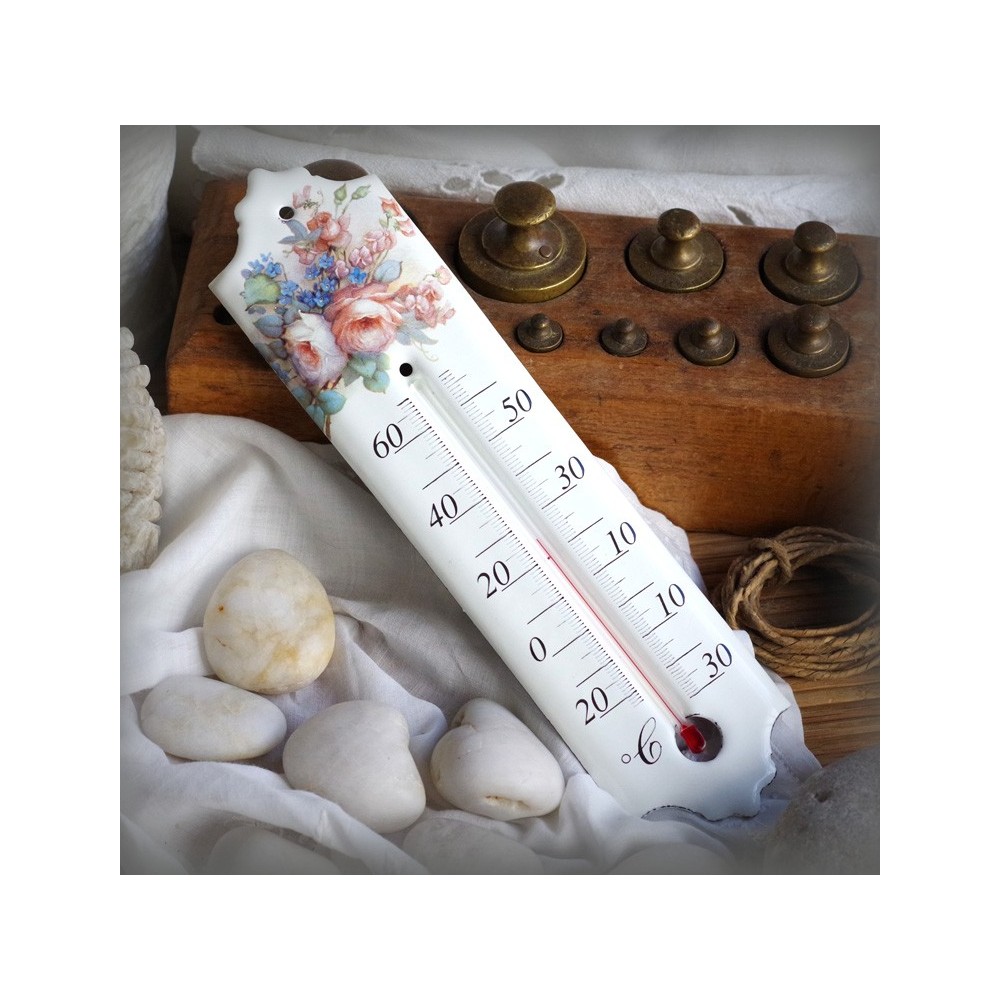Enamel thermometer ancient roses