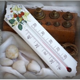 Thermomètre émail décor Framboise