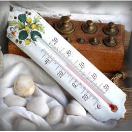 Thermomètre émail décor Fruit du chêne