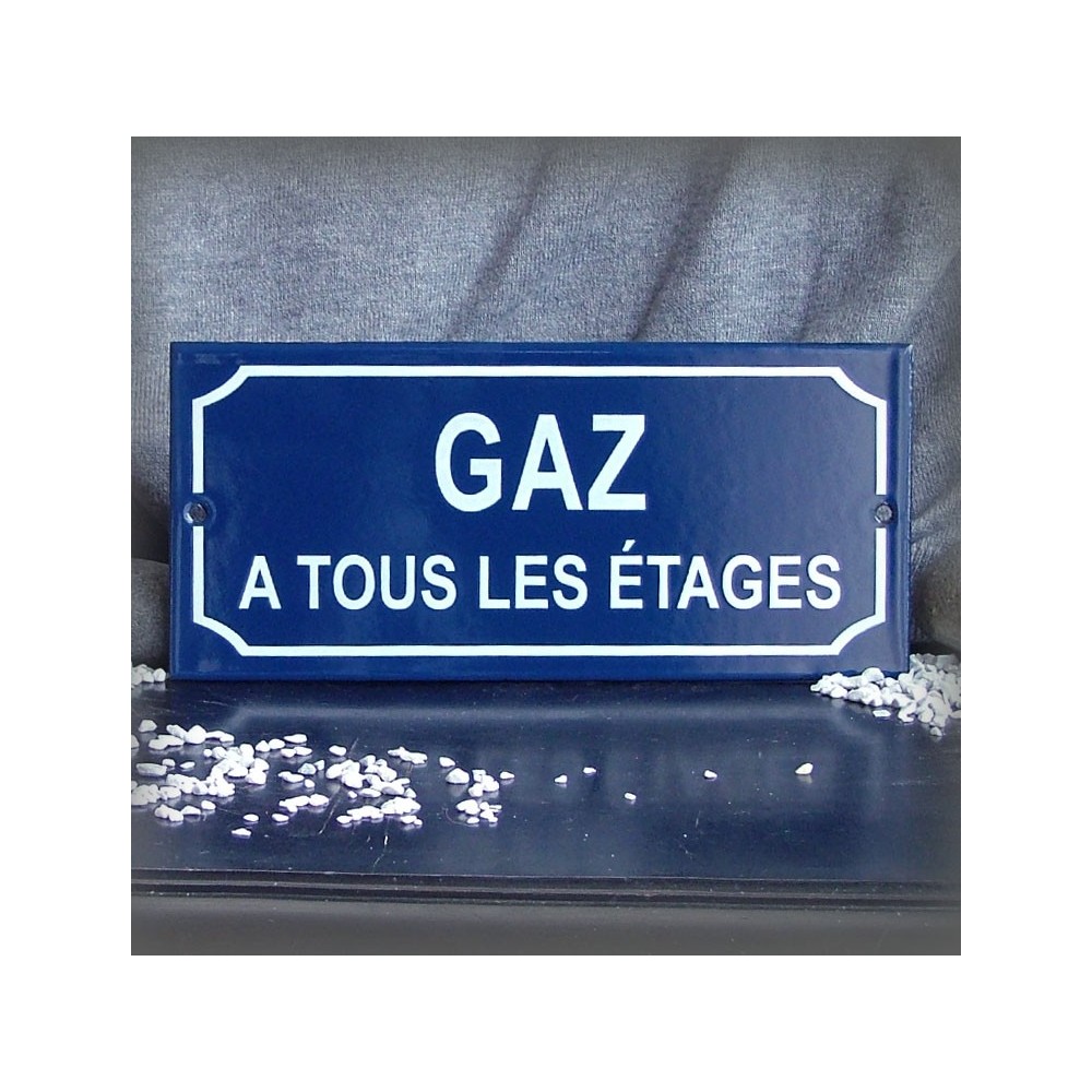 Réplique de la plaque émaillée "GAZ à tous les étages"