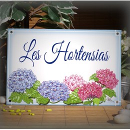 Big Enamel house plate Hydrangeas décor with your text customized