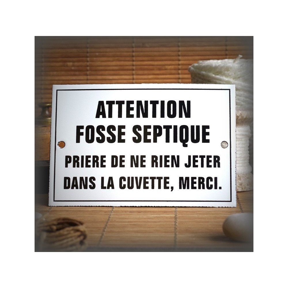 Enamel Door plate with French text "Fosse septique"