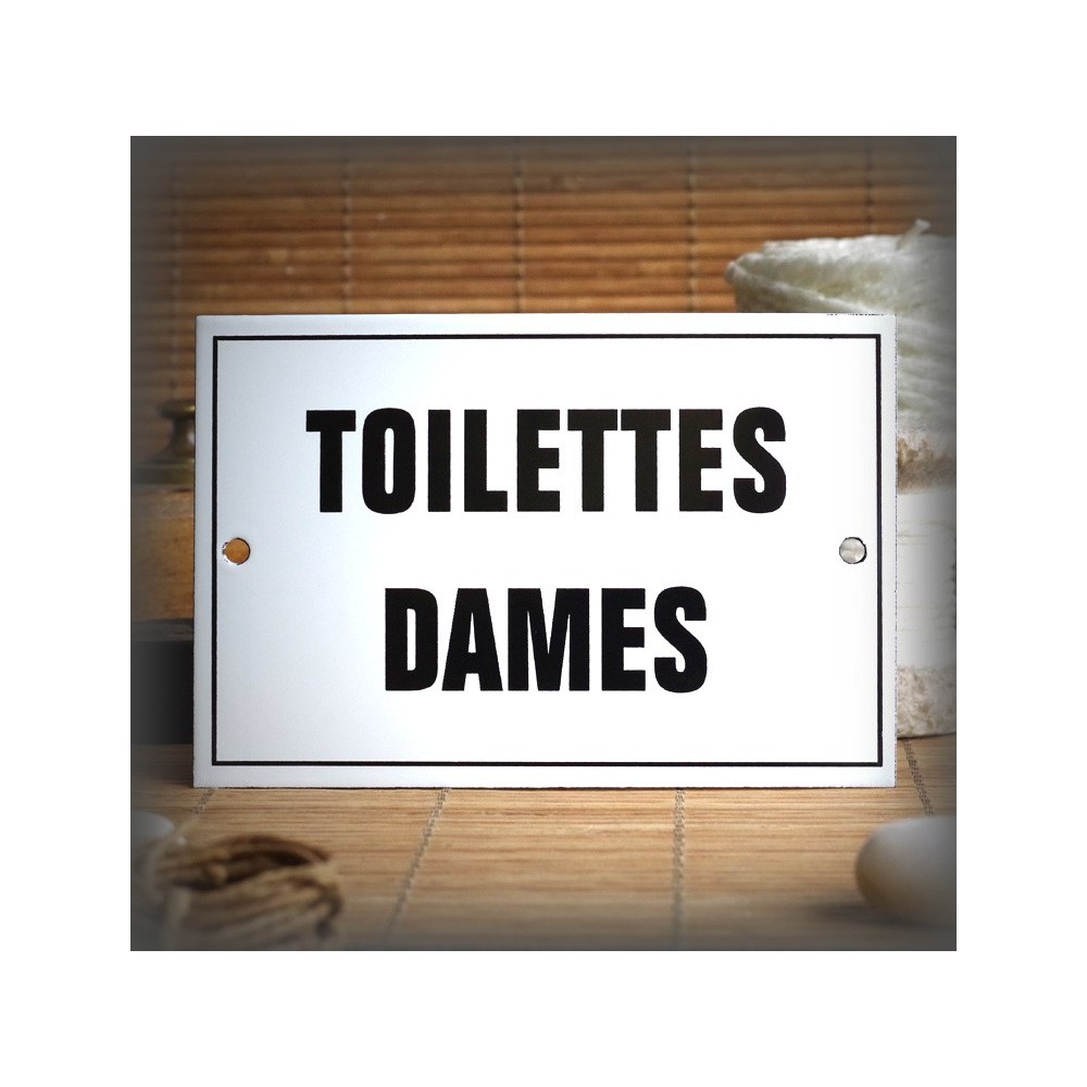 Plaque émaillée "Toilettes Dames" filet simple