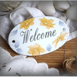 Oval enamelled Plate Welcome décor Martini