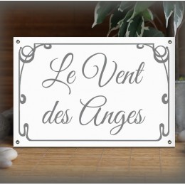 Plaque 30x20cm émail blanc personnalisée filet anglais police great Vibes