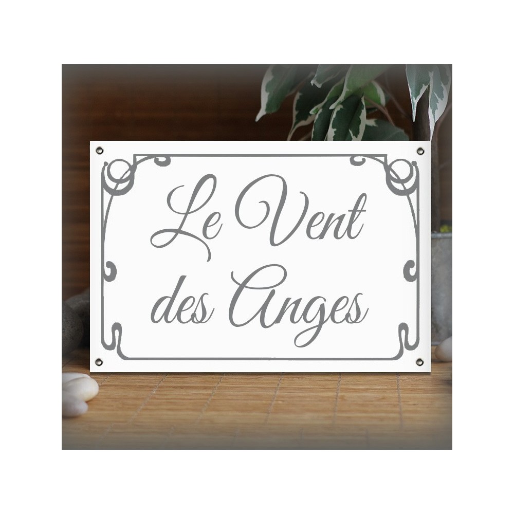 Plaque 30x20cm émail blanc personnalisée filet anglais police great Vibes