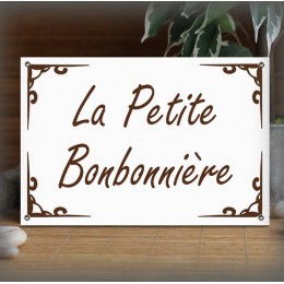 Plaque 30x20cm émail blanc personnalisée filet deco police Freestyle