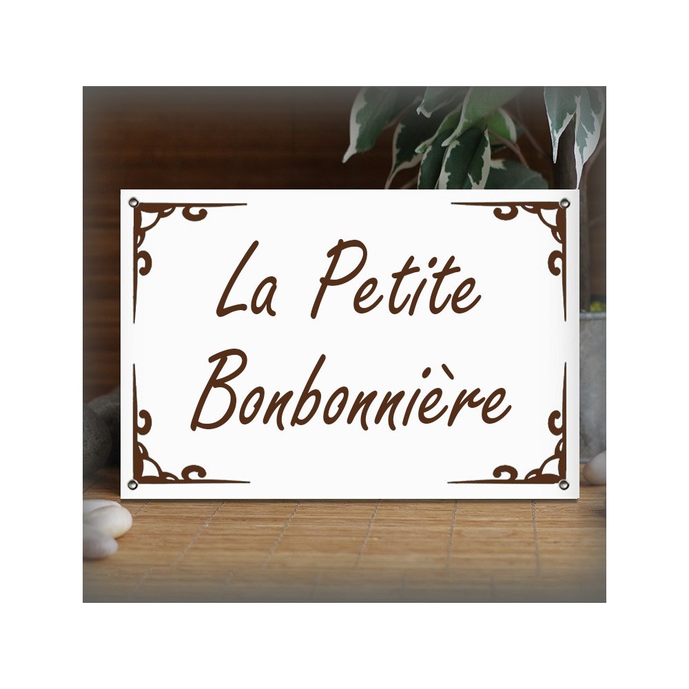 Plaque 30x20cm émail blanc personnalisée filet deco police Freestyle