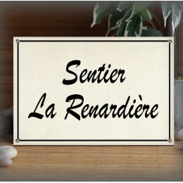 Plaque 30x20cm émail gres personnalisée filet simple police Brush