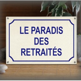 Plaque 30x20cm émail gres personnalisée filet rue police Arial