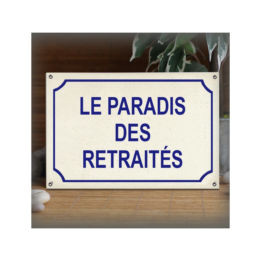 Plaque 30x20cm émail gres personnalisée filet rue police Arial
