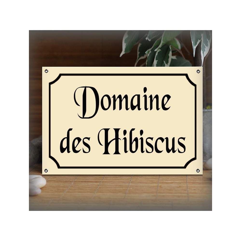 Plaque 30x20cm émail Ivoire personnalisée filet rue police Blue Moon