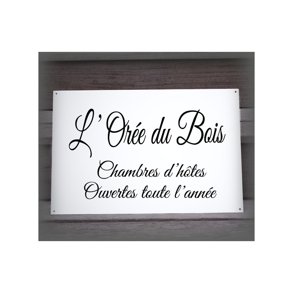 Grande Plaque de Maison émail blanc avec votre texte personnalisé