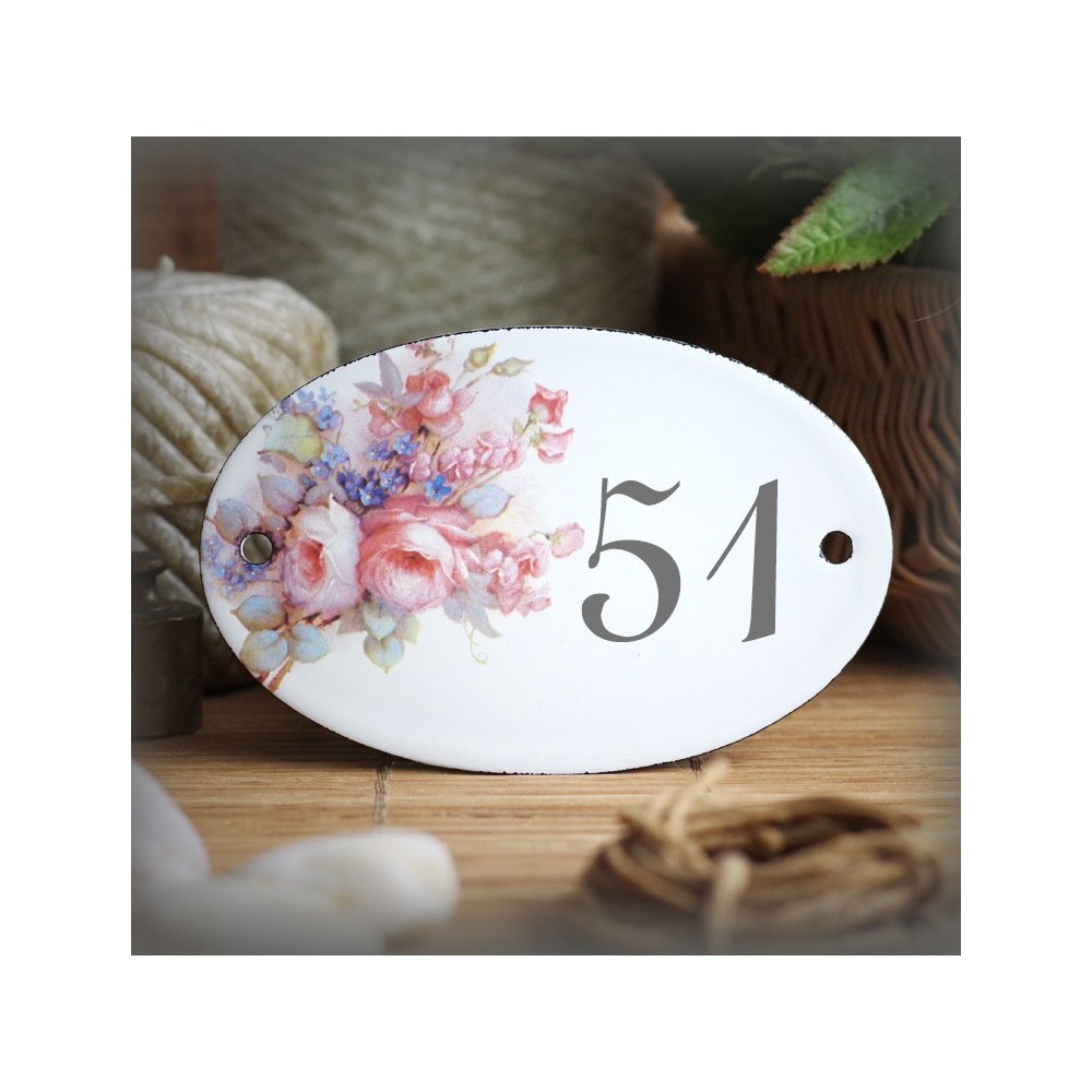 White enamel oval plate Bouquet of Roses decor
