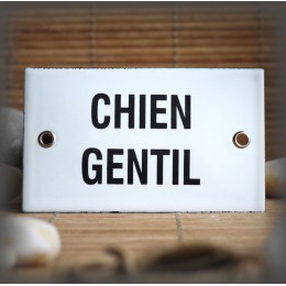 Plaque émaillée 10x6cm "Chien Gentil" sans filet