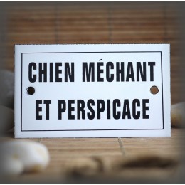 Enamel plate "Chien Méchant et perspicace" with border