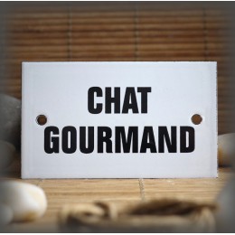 Enamel plate "Chat Gourmand" without border
