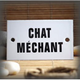 Enamel plate "Chat Méchant" without border