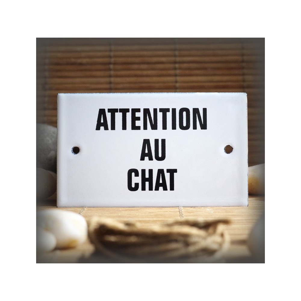 Enamel plate "Attention au Chat "