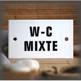 Plaque émaillée 10x6cm "W.C. Mixte" sans filet