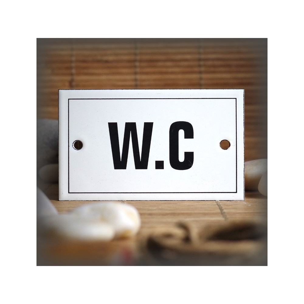 Plaque émaillée 10x6cm "W.C" avec filet